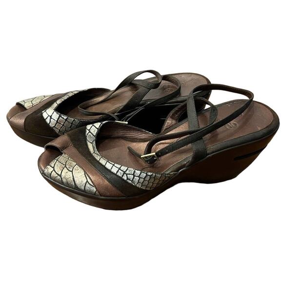 Cole Haan Women’s Size 9 NikeAir Crocodile Platform Wedge Ankle Strap Sandals - Picture 1 of 5